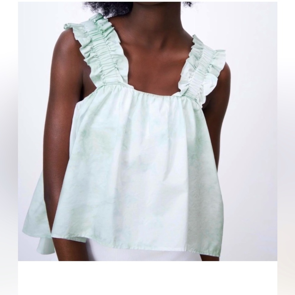 NWT Zara tie dye cotton baby doll with rouged straps built in bralette size S
